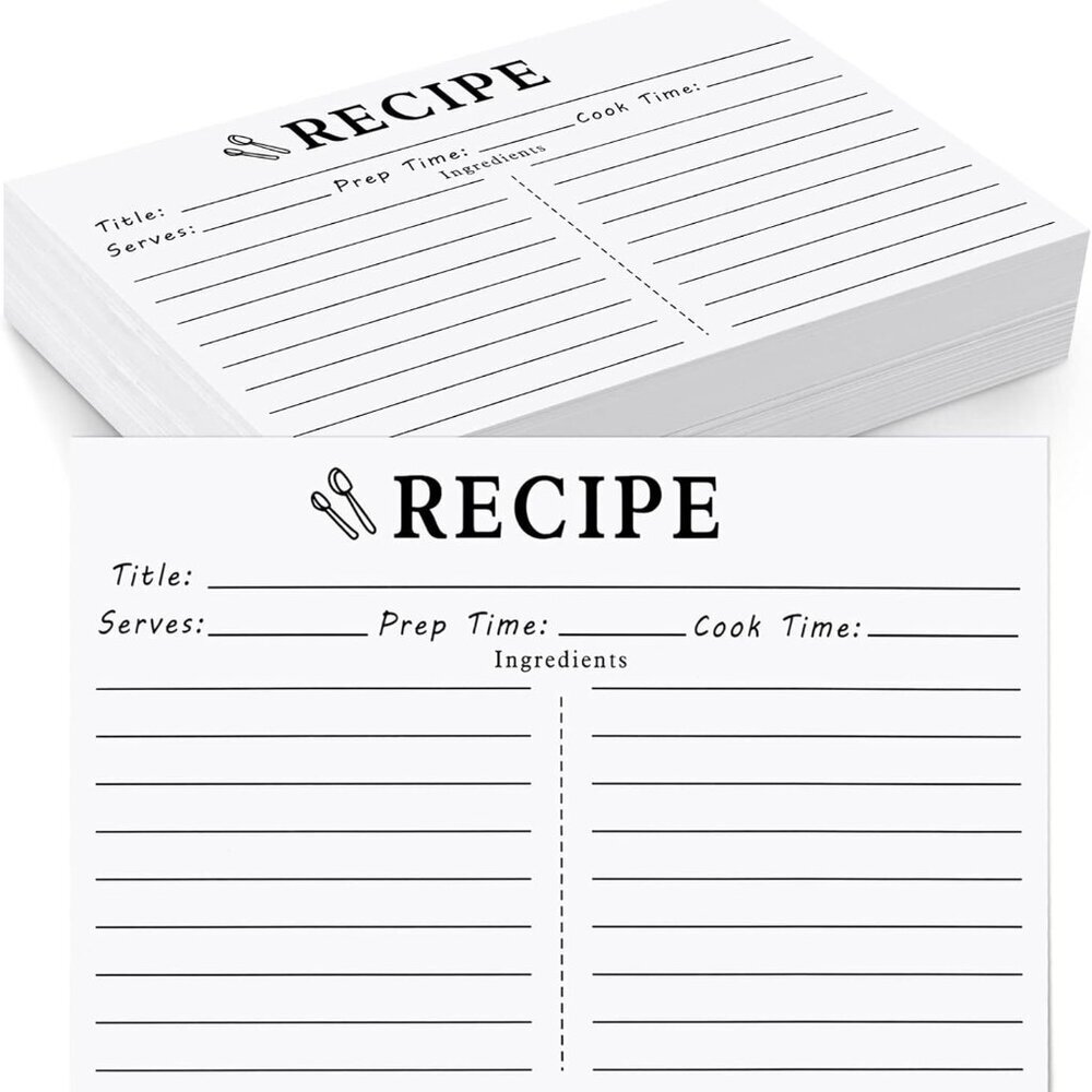 46 Blank Recipe Cards - 5x7 White, Double Sided for Bridal Shower & Wedding